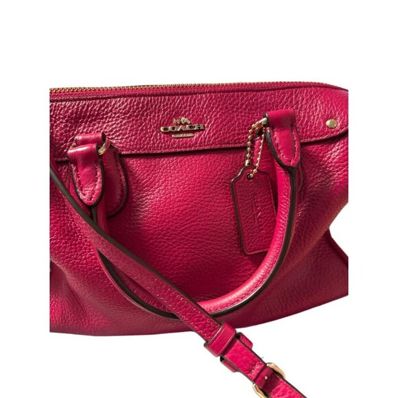 Coach Dark Pink Leather & Shearling Mini Bennett Satchel, Furry Retired Small - Picture 3 of 6